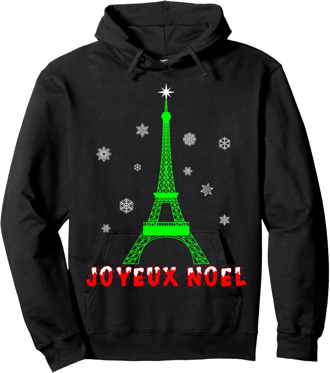 Joyeux Noel French Paris Eiffel Tower Merry Christmas Xmas Hoodie - Hoodie | Black