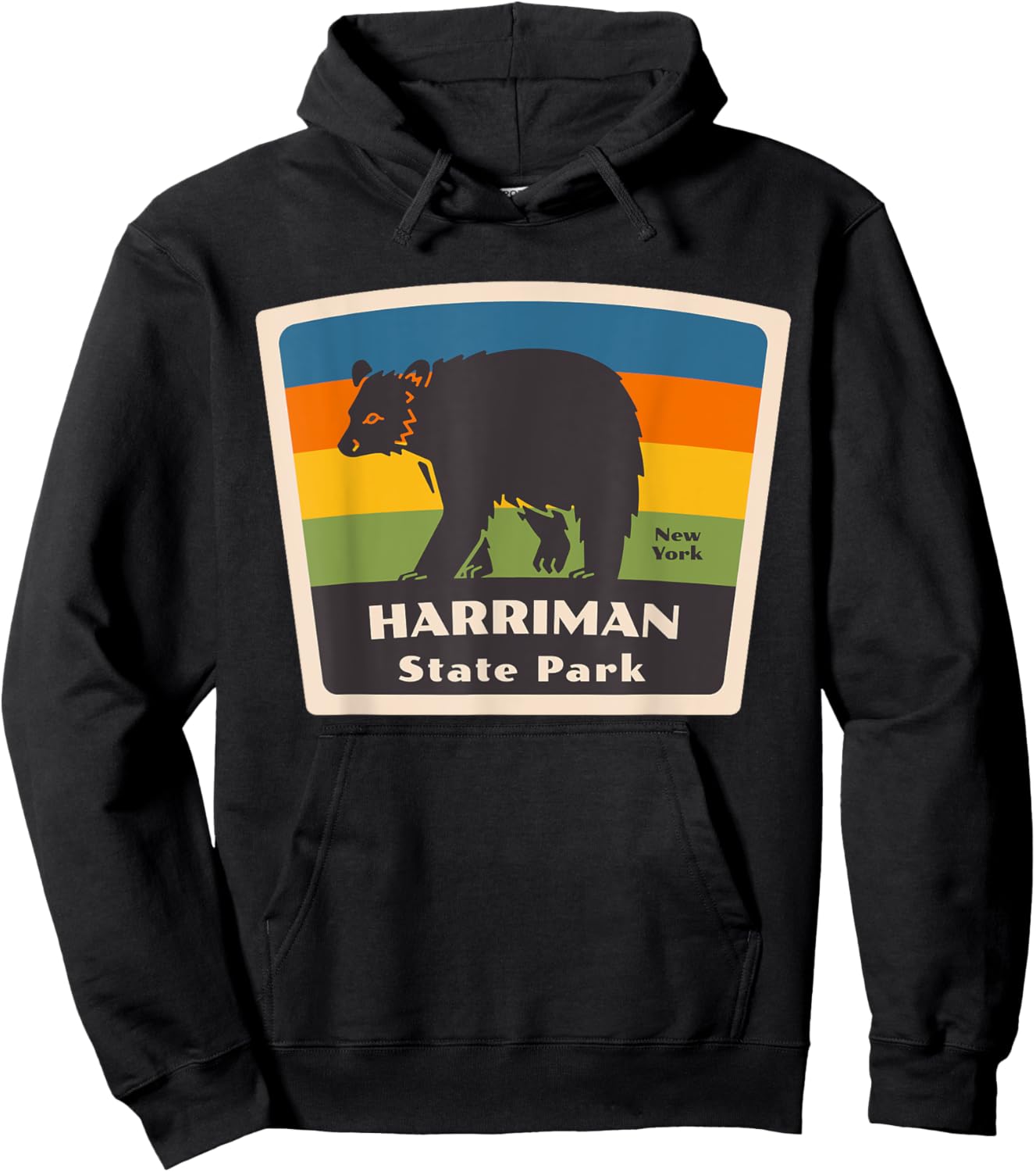 Harriman State Park New York Bear NY Souvenir Vacation Hoodie - Hoodie | Black