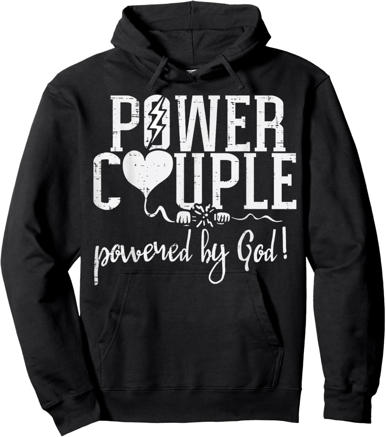 Power Couple God Religious Valentines Christian Women Men Hoodie - Hoodie | Black
