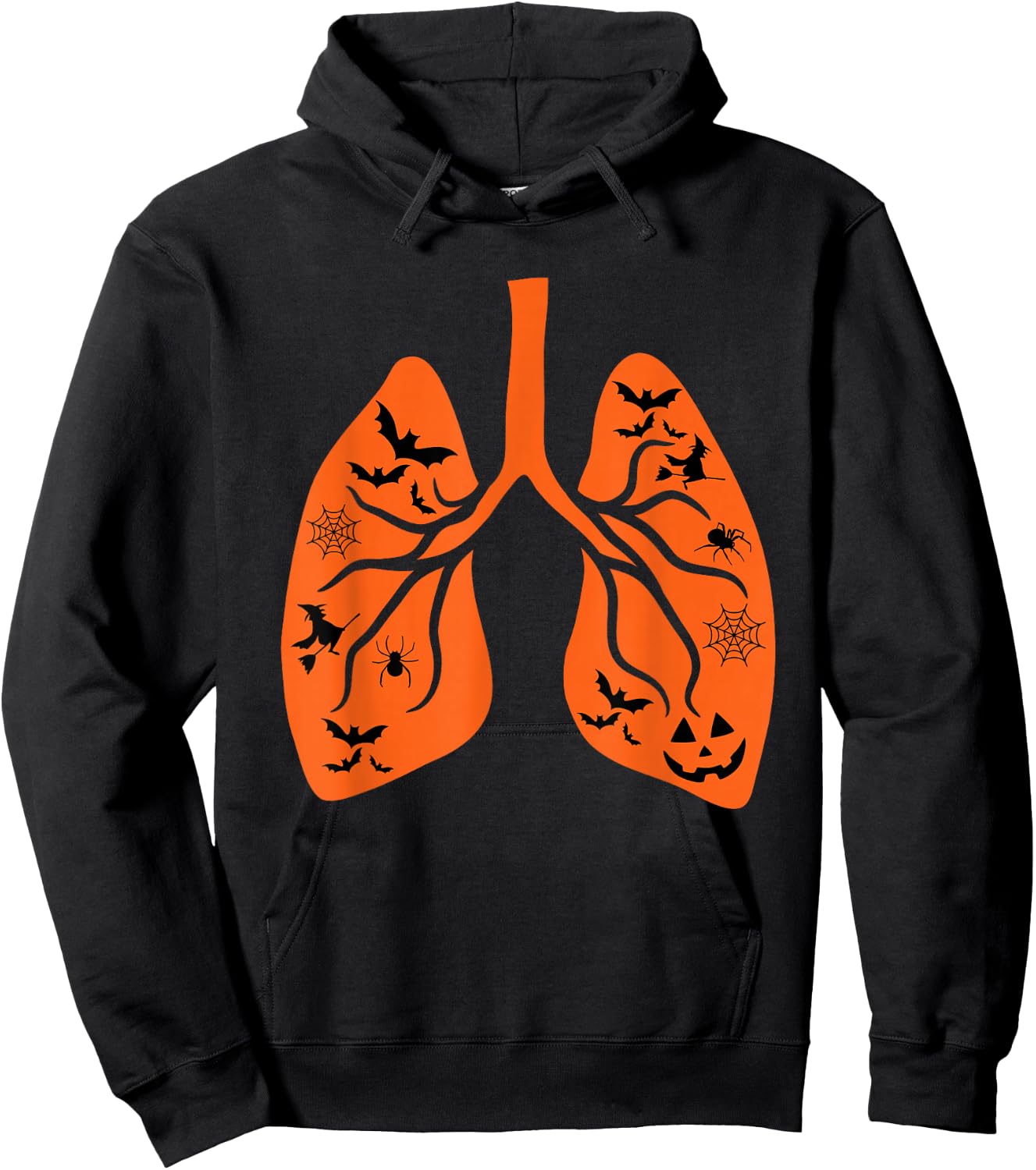 Vintage Respiratory Therapist RT Lung Pumpkin Bats Halloween Hoodie - Hoodie | Black
