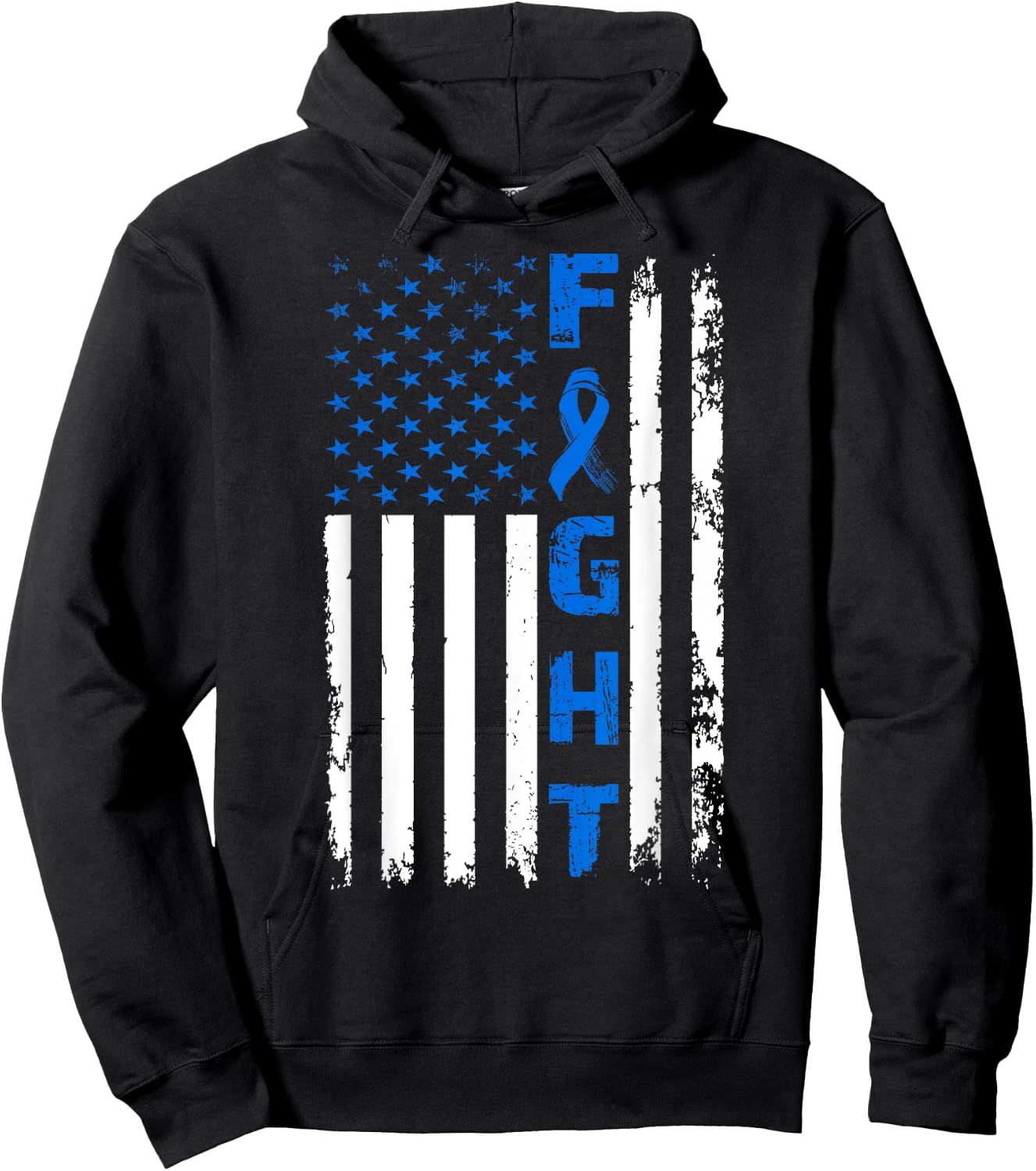 Fight Colon Cancer American Flag Awareness Survivor Hoodie - Hoodie | Black