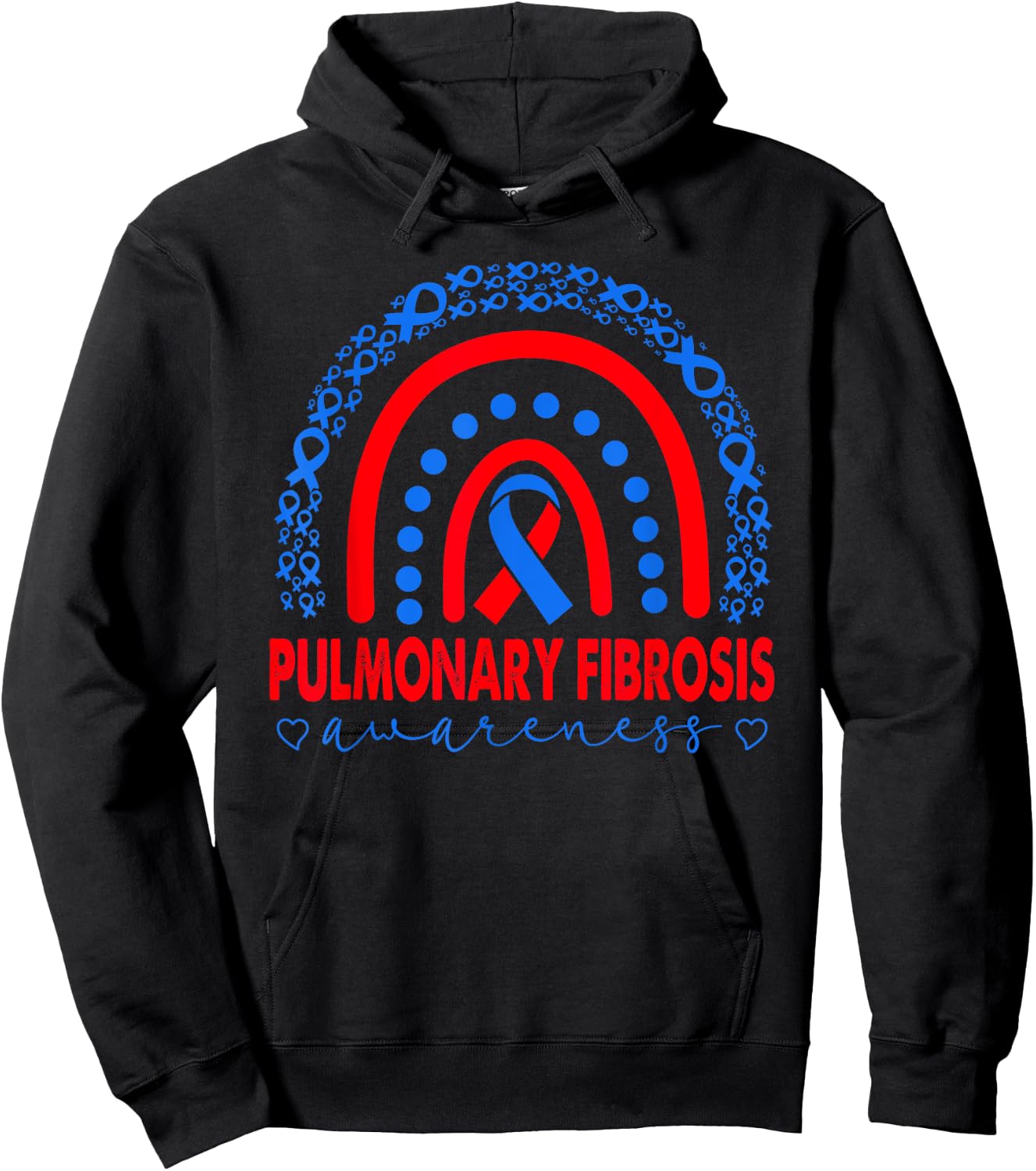 Pulmonary Fibrosis PF Awareness, PF Warrior, Rainbow Hoodie - Hoodie | Black