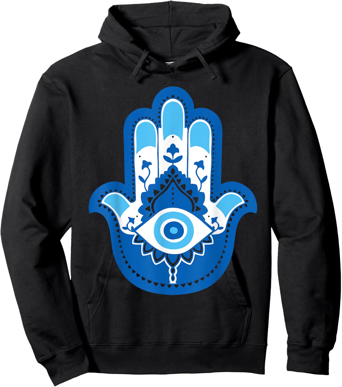 Hamsa Fatima Hand Yoga Graphic Hoodie - Hoodie | Black