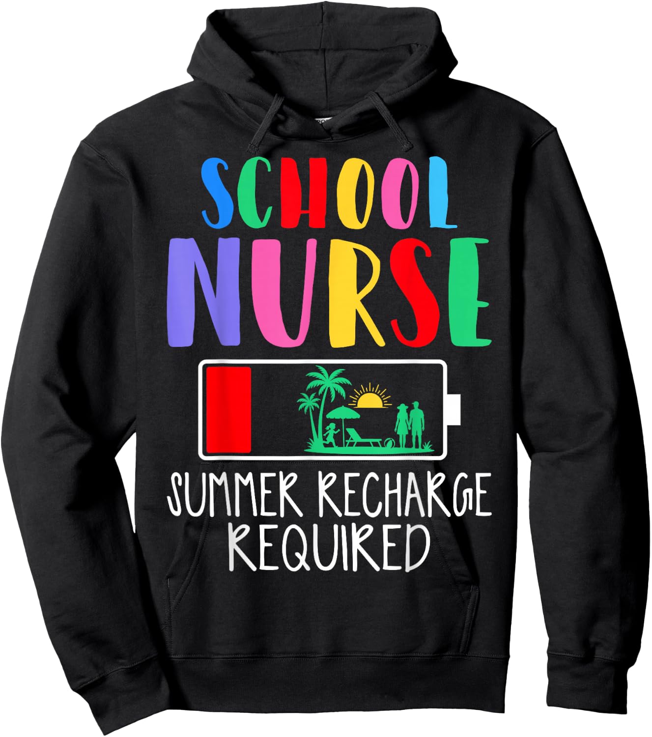School Nurse Summer Recharge Required Hoodie - Hoodie | Black