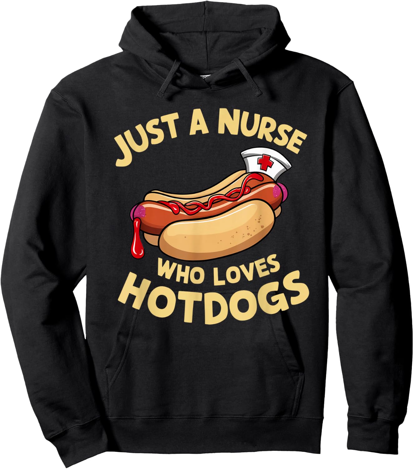 Funny Nurse Hotdog Lover Humorous Medical Gifts Women Kids Hoodie - Hoodie | Black