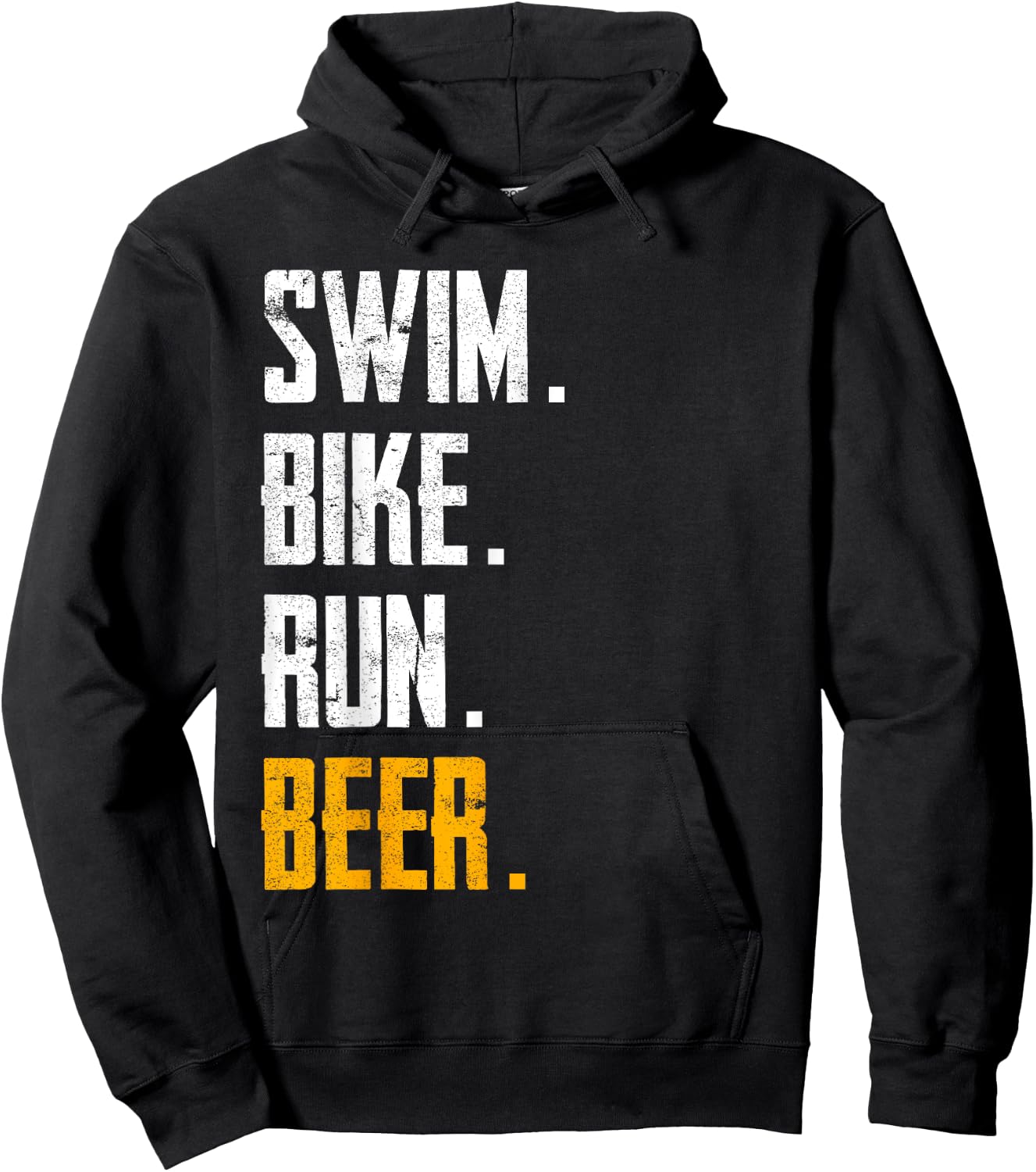 Swim Bike Run Beer Funny Triathlon Hoodie - Hoodie | Black