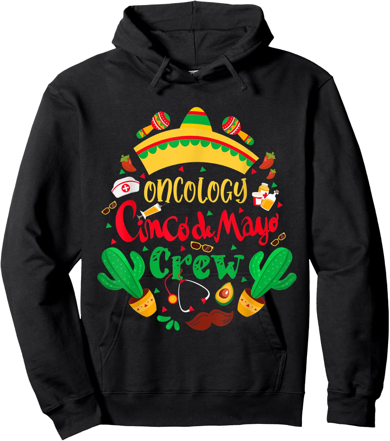Oncology Cinco De Mayo Nurse Crew Oncology Mexican Fiesta Hoodie - Hoodie | Black