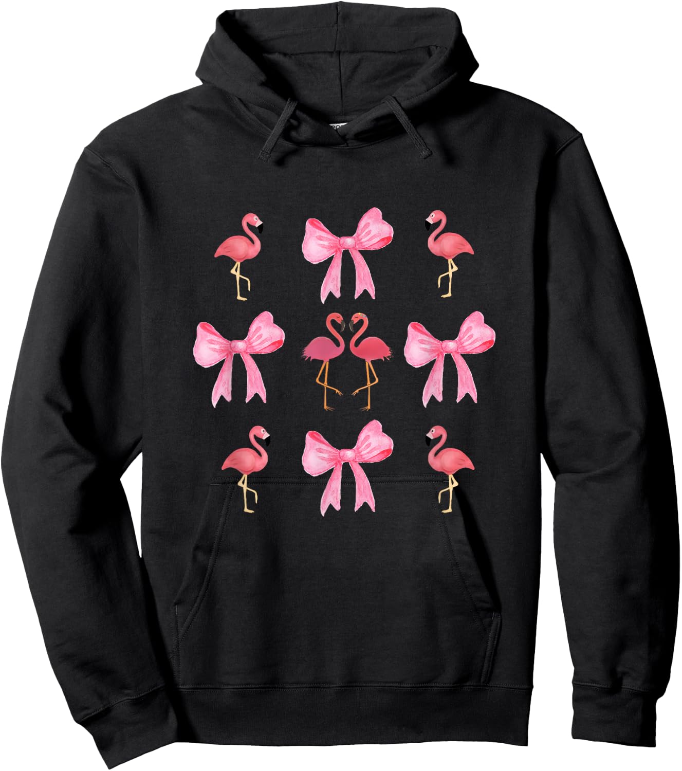 Pink Bows Cute Coquette Flamingo y2k Girl Aesthetic bow Hoodie - Hoodie | Black