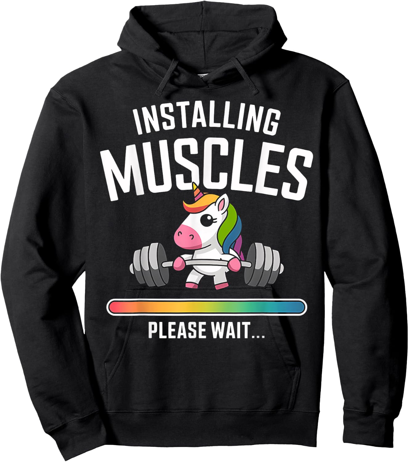 Unicorn Gym Workout Installing Muscles Fitness Girl Unicorn Hoodie - Hoodie | Black