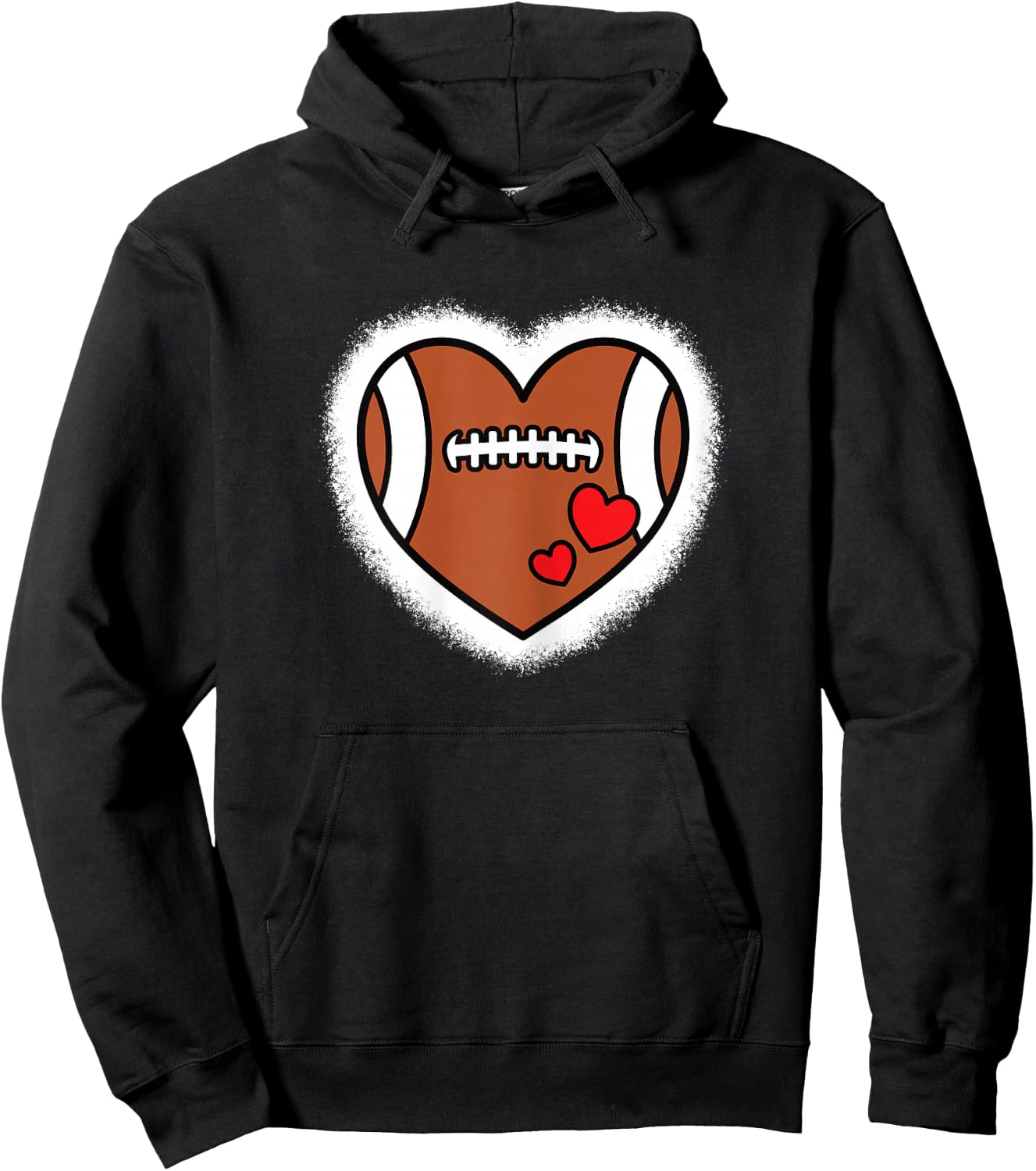 Cute American Football Heart Football Lover Women Girls Kids Hoodie - Hoodie | Black