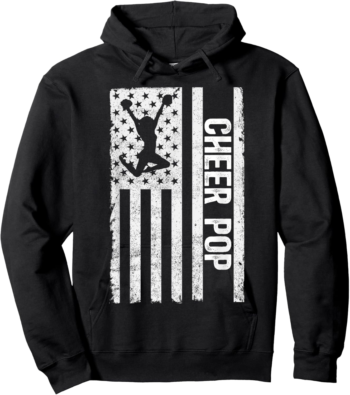 Cheer Pop Of A Cheerleader Pop US Flag Cheerleading Pop Hoodie - Hoodie | Black
