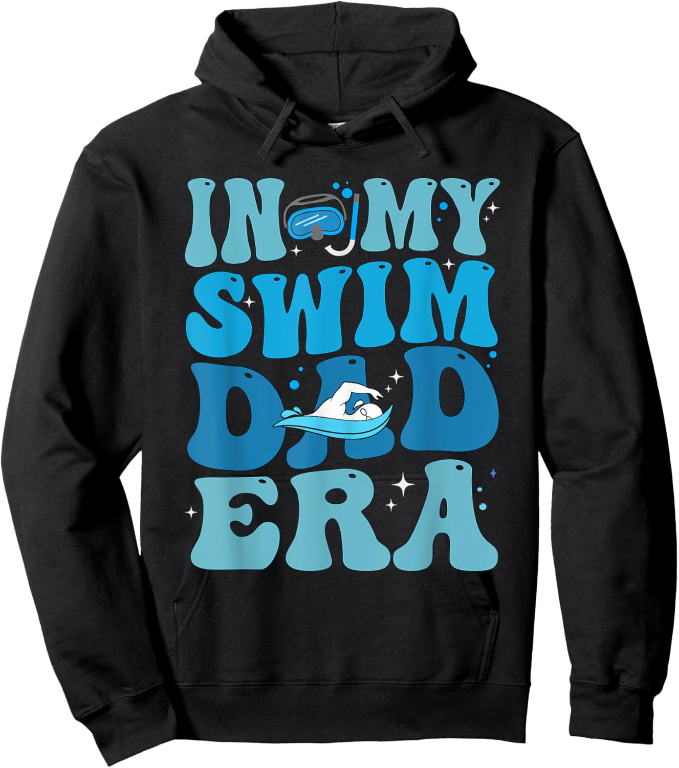 Groovy In My Swim Dad Era Swim Dad Funny Retro Hoodie - Hoodie | Black