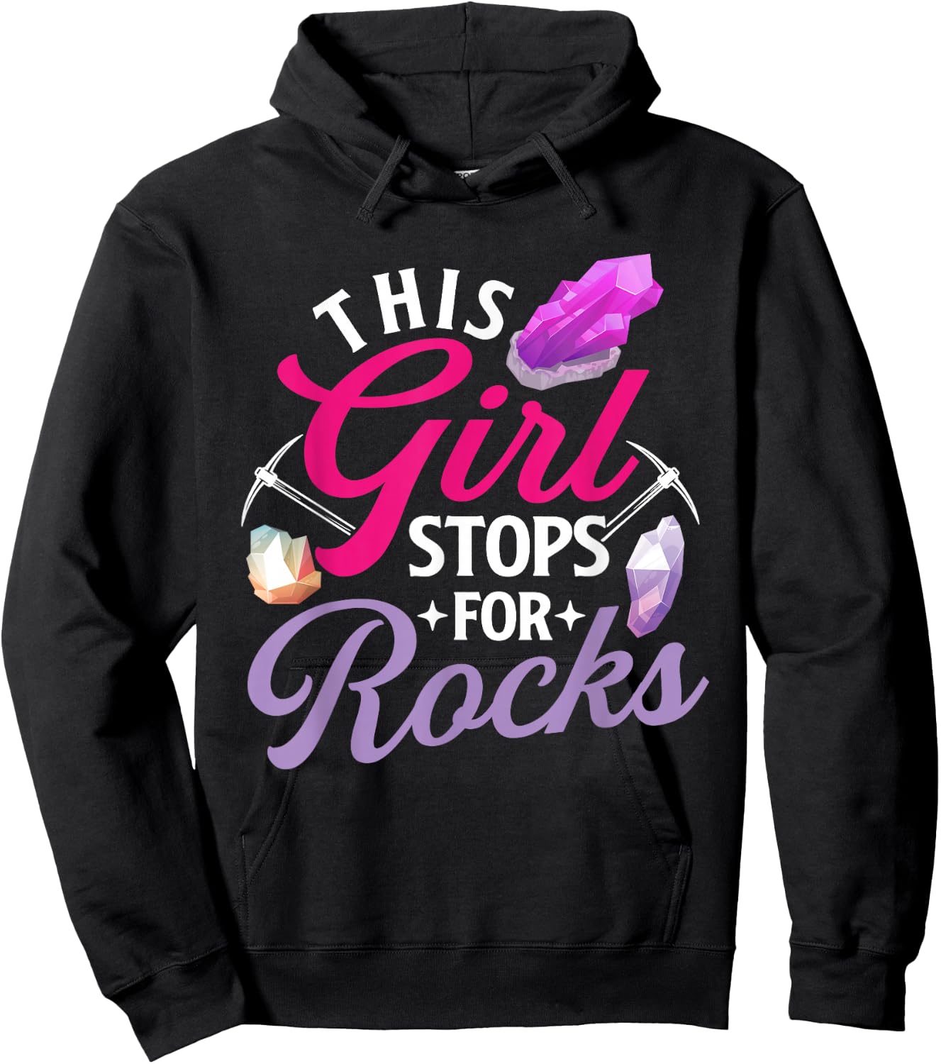 This Girl Stops For Rocks - Rock Collector Geode Hunter Hoodie - Hoodie | Black