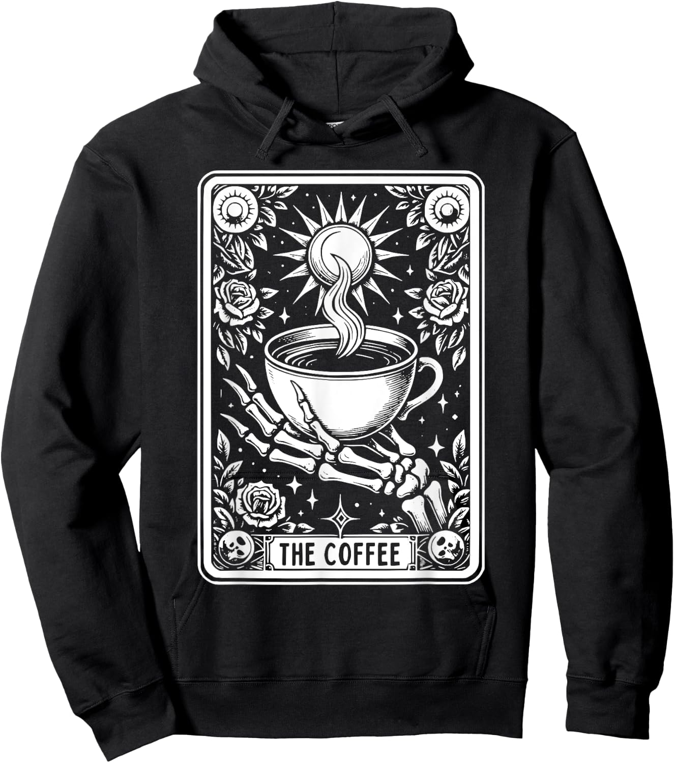 The Coffee Tarot Cards Skeleton Coffee Gifts Tarot Card Hoodie - Hoodie | Black