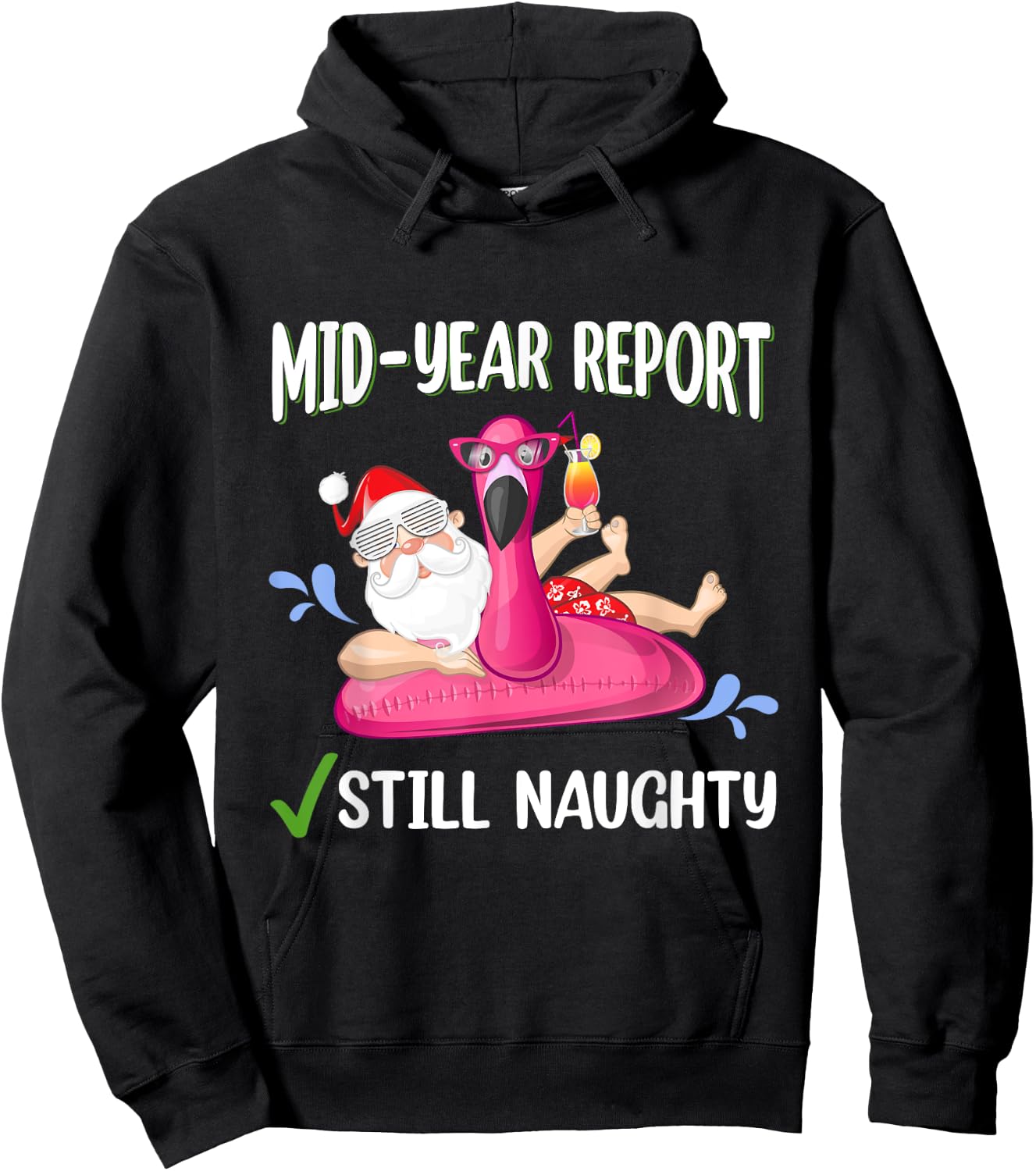Women Men Mid Year Report Santa Christmas in July Hoodie - Hoodie | Black