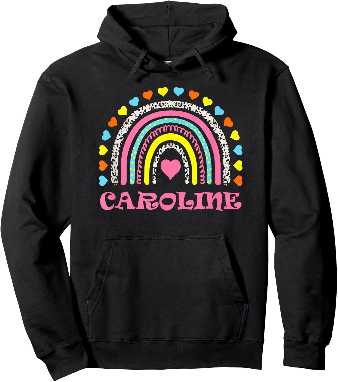 Caroline Colorful Rainbow Design for Girls Name Caroline Hoodie - Hoodie | Black