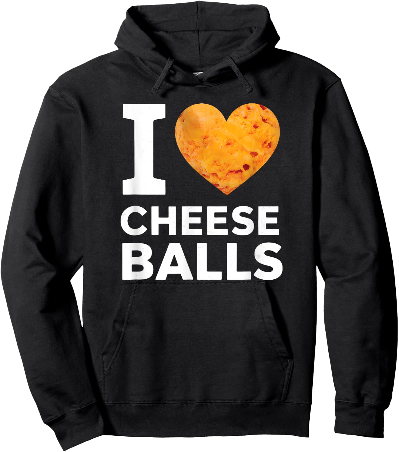 I Love Cheese Balls Funny Cheeseball Snack Food Lover Hoodie - Hoodie | Black