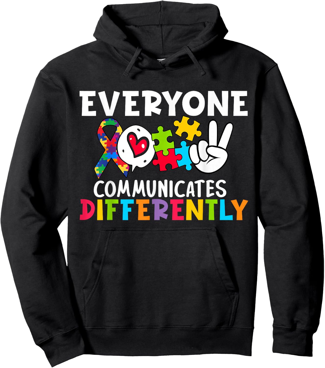 Everyone Communicates Differently Speech Therapy Hoodie - Hoodie | Black