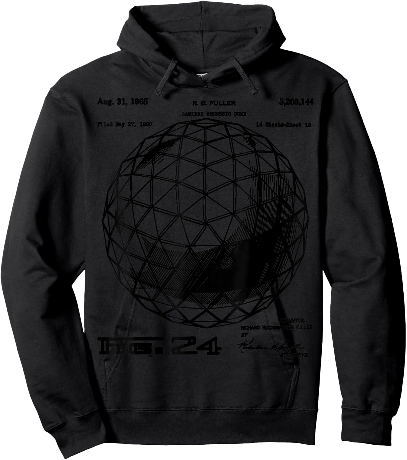 Buckminster Fuller Geodesic Patent Science Engineering Math Hoodie - Hoodie | Black