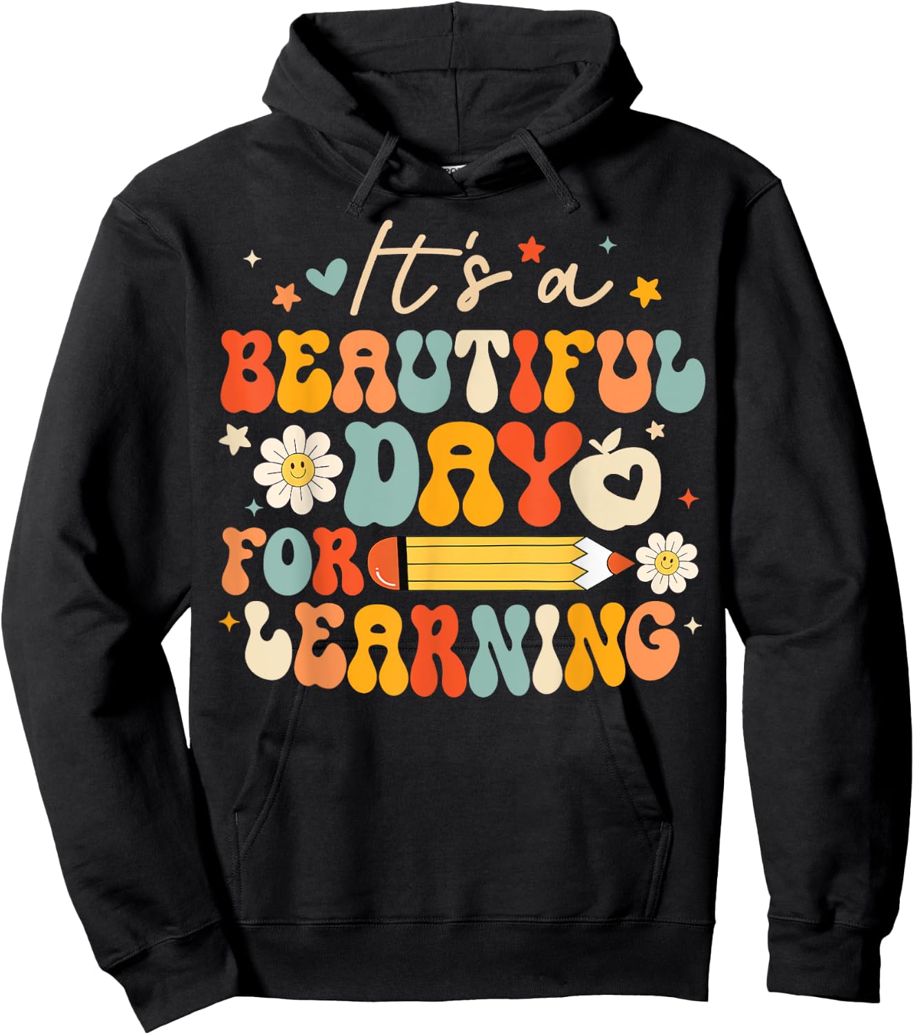 It's Beautiful Day For Learning Back To School Retro Teacher Women Kids Hoodie - Hoodie | Black