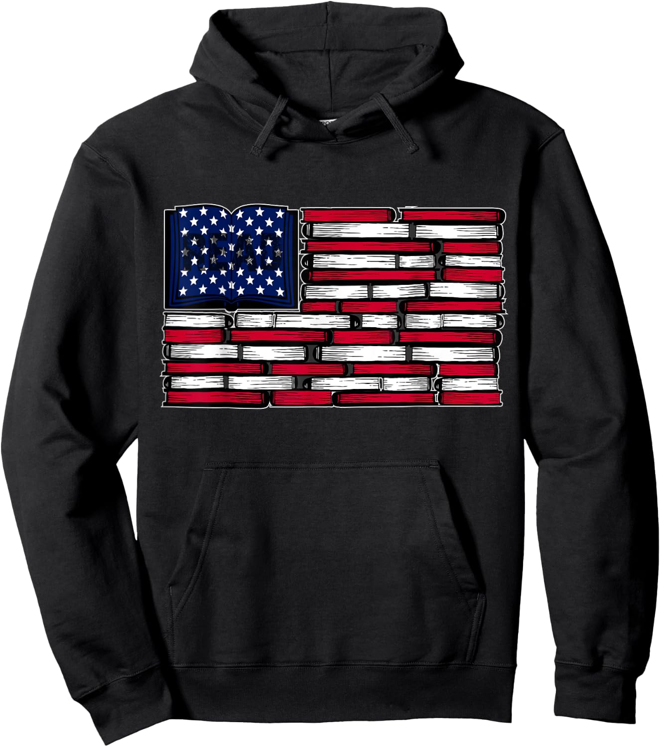 America US Flag Books Library Reading For Book Lover Reader Hoodie - Hoodie | Black