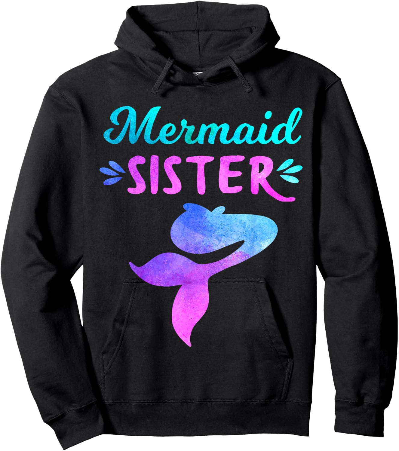 Mermaid Sister, Funny Family Matching for Birthday Party Hoodie - Hoodie | Black