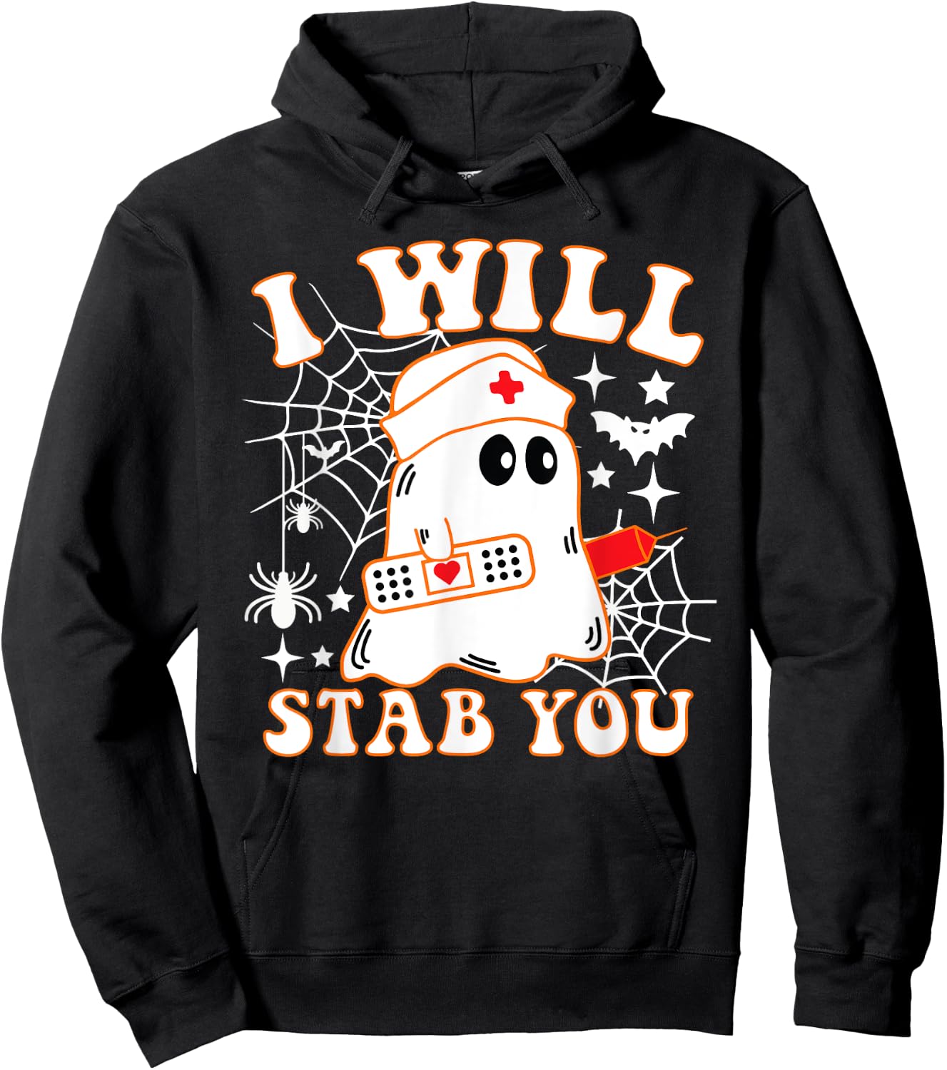 I Will Stab You Nurse Funny Ghost Halloween Costume Hoodie - Hoodie | Black