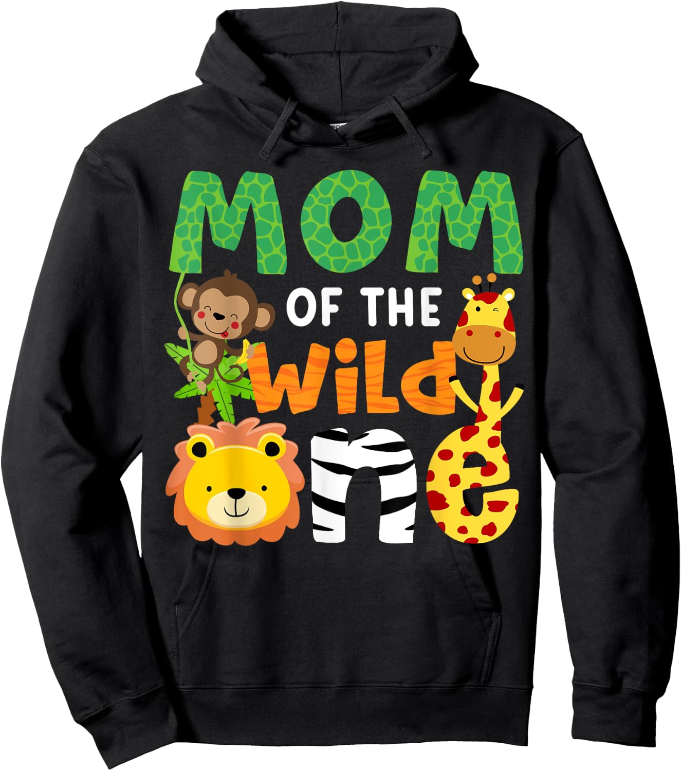 Mom of the Wild One Zoo Theme Birthday Safari Jungle Animals Hoodie - Hoodie | Black