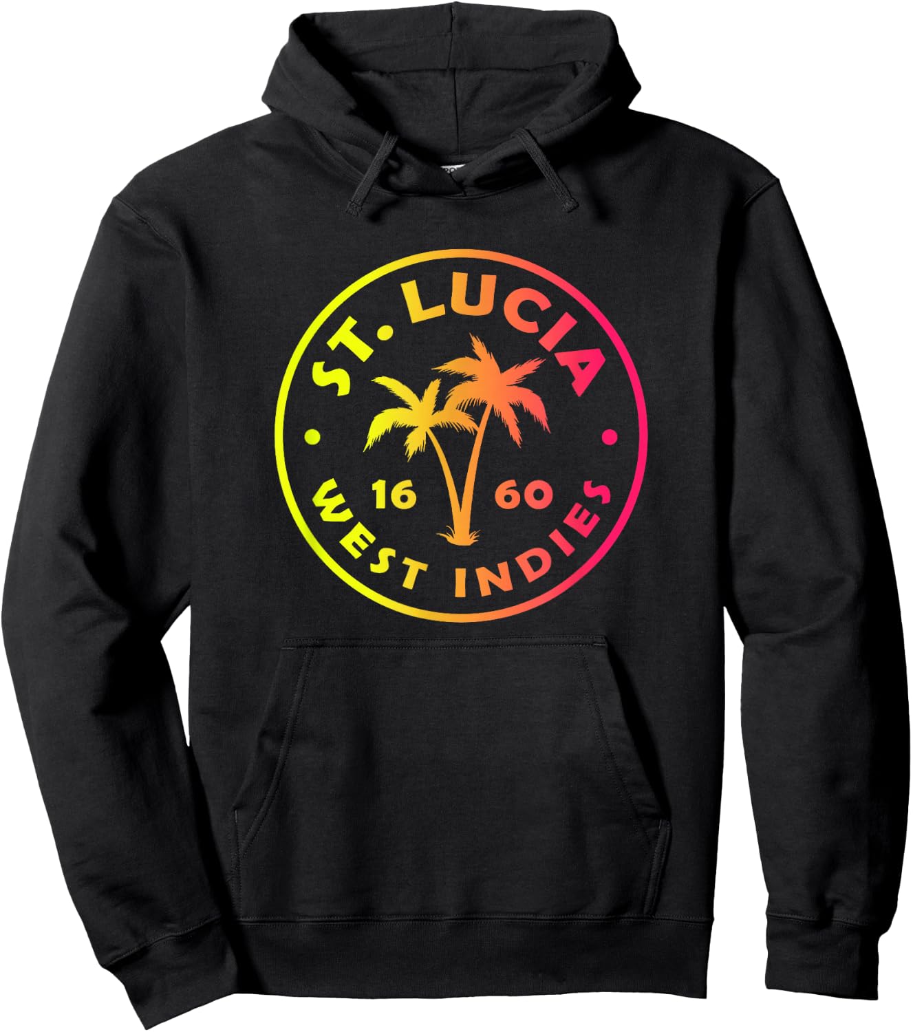 St Lucia Colorful Palm Tree Tie Dye Boys Girls Souvenir Hoodie - Hoodie | Black