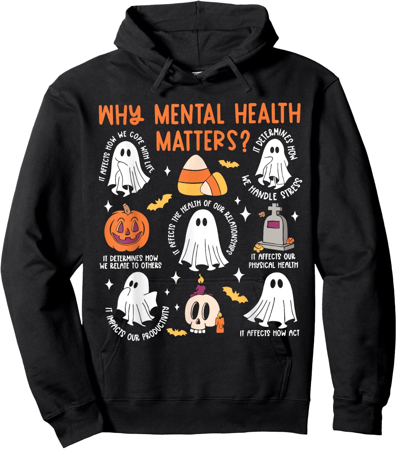 Mental Health Ghost Halloween Therapist School Psychologist Hoodie - Hoodie | Black