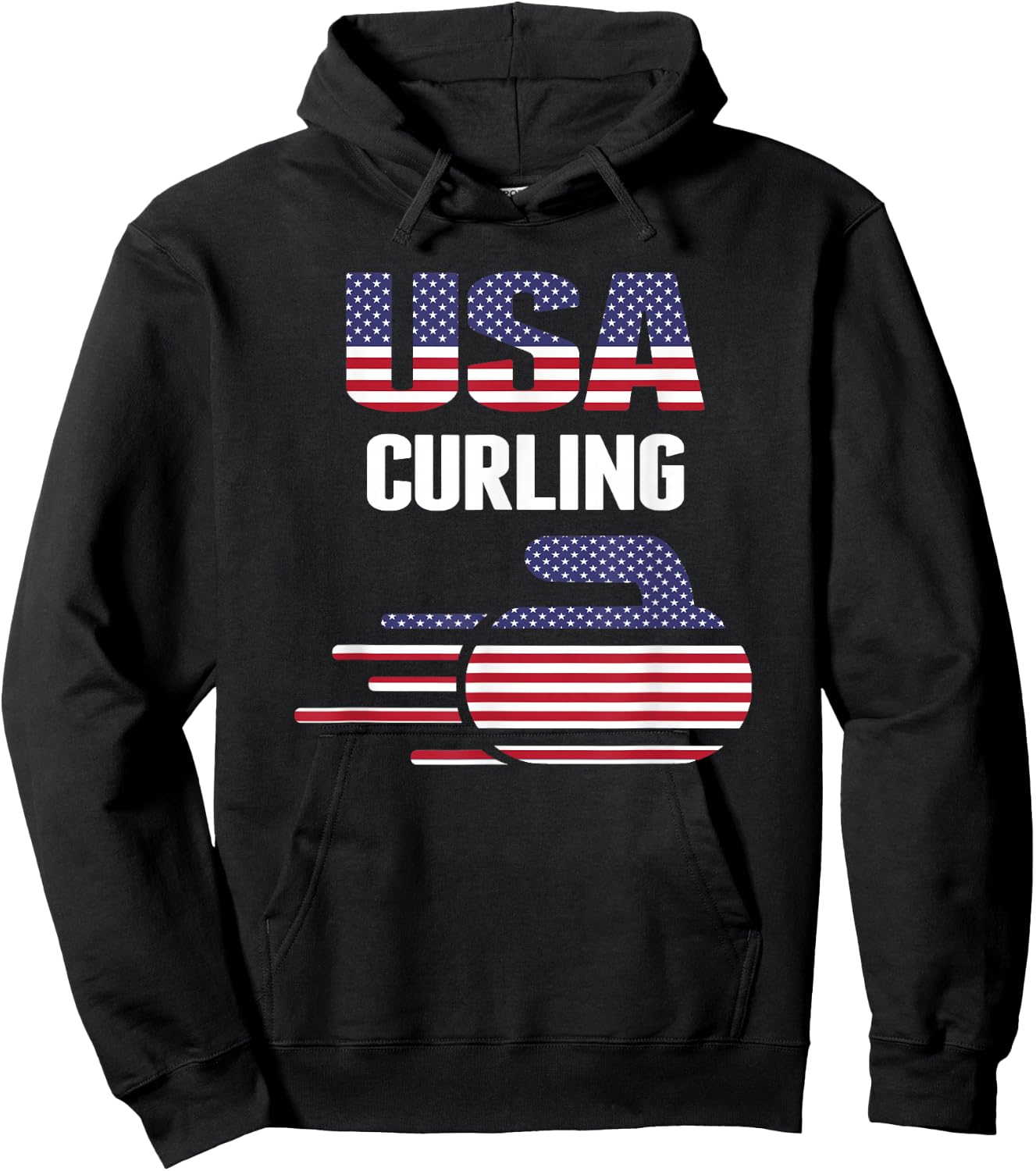USA Team Curling Rock Jersey - Vintage Winter Sports Lovers Hoodie - Hoodie | Black