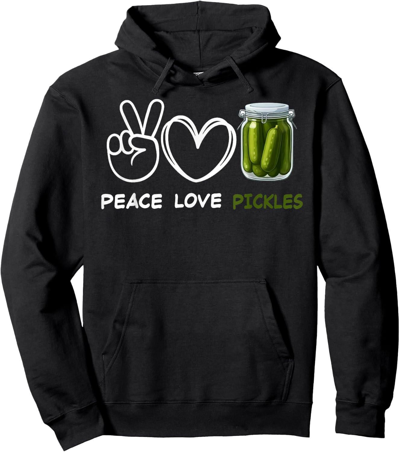 Peace, Love Pickles Retro Pickles Lover Food Lover Hoodie - Hoodie | Black