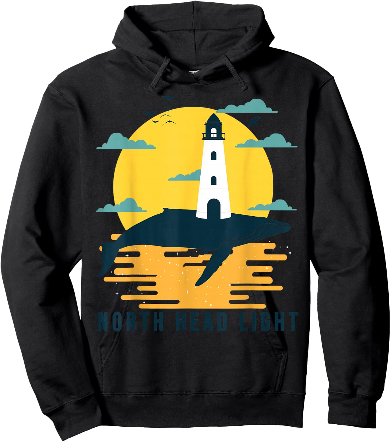 North Head Light Washington Lighthouse Cape Disappointment Hoodie - Hoodie | Black