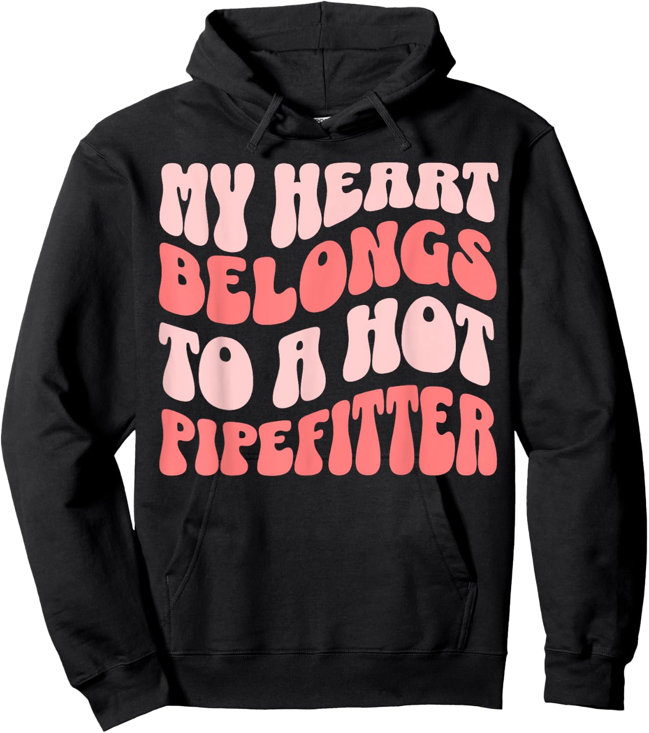 Wife Pipefitter Retro Wavy Girlfriend Hoodie - Hoodie | Black
