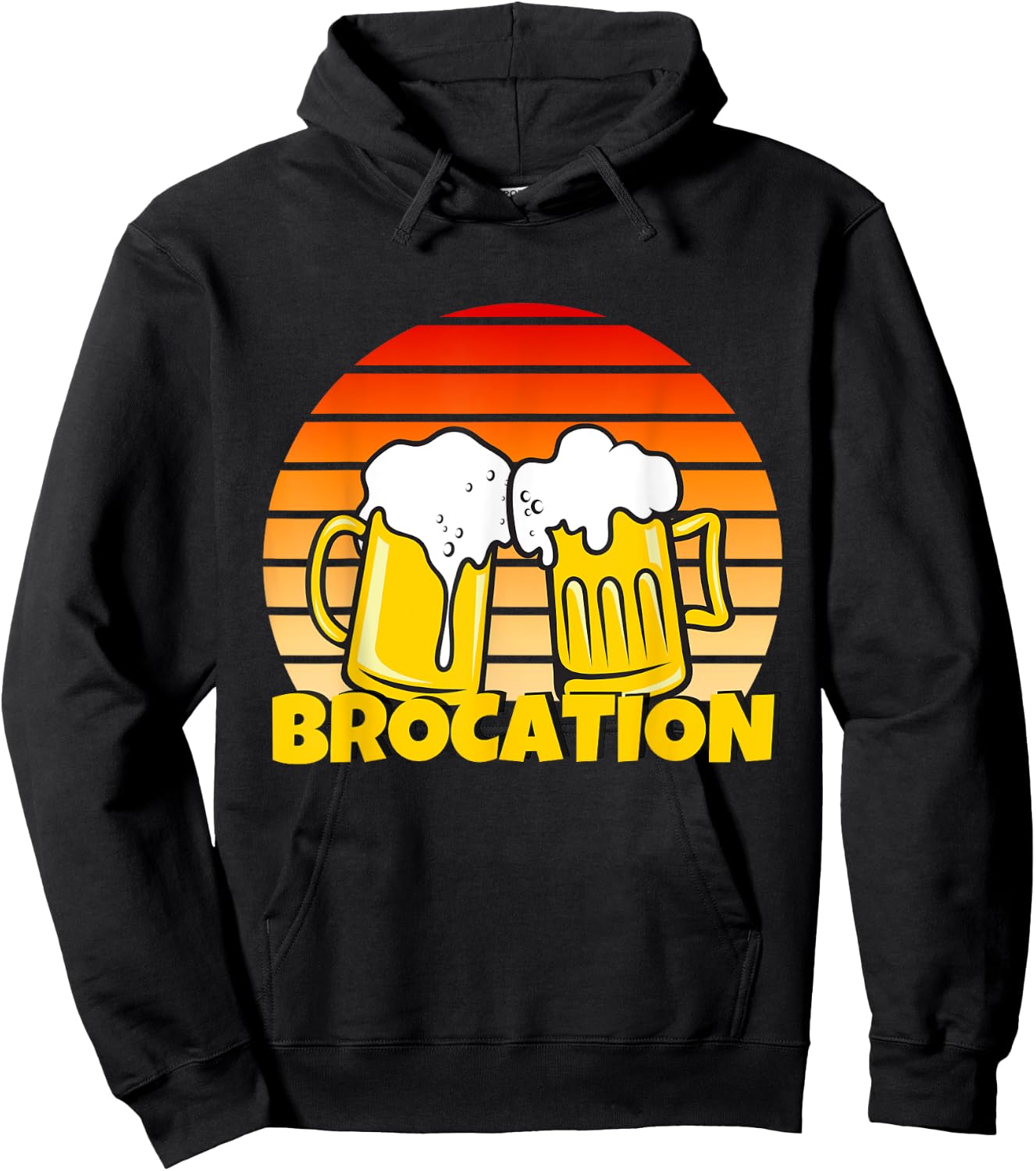 Retro Sunrise & Beers. Time for a BROCATION Hoodie - Hoodie | Black