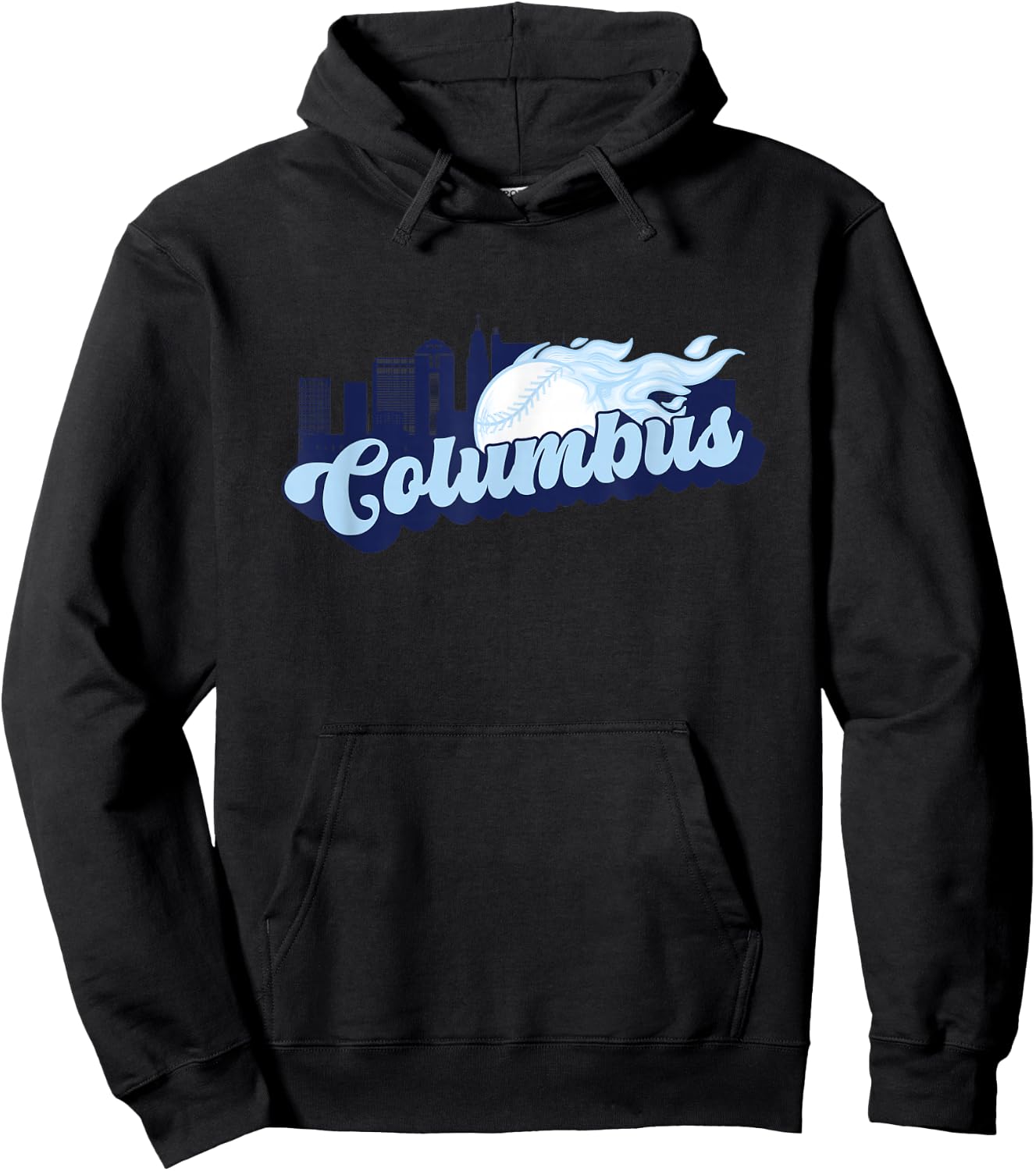 Columbus Baseball Vintage City Skyline Retro Baseball Lover Hoodie - Hoodie | Black