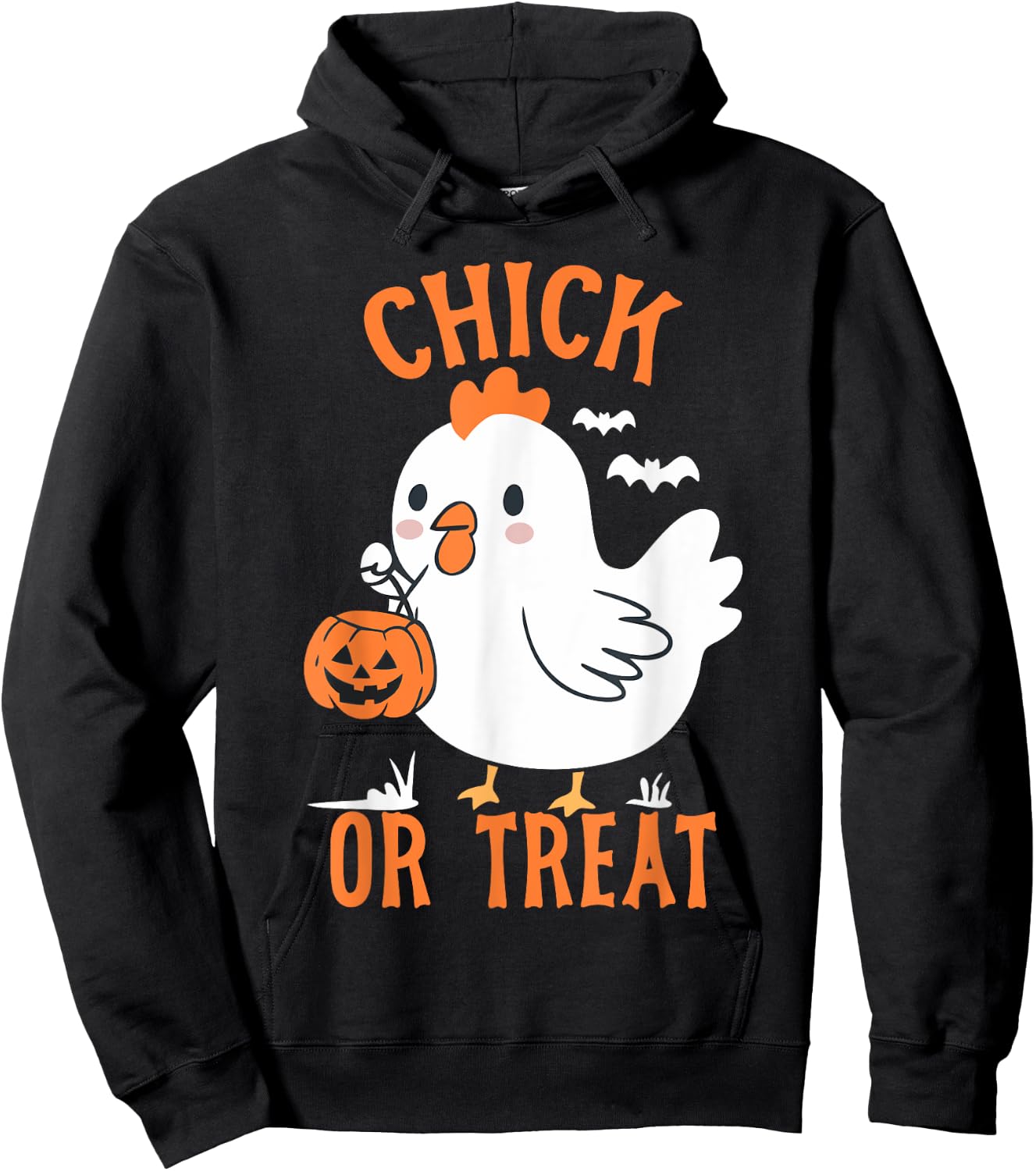 Chick Or Treat Shirt Funny Chicken Halloween Kids Girl Boy Hoodie - Hoodie | Black