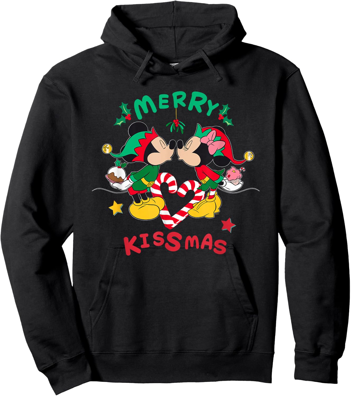 Disney Mickey and Minnie Mouse Christmas Love Merry Kissmas Hoodie - Hoodie | Black