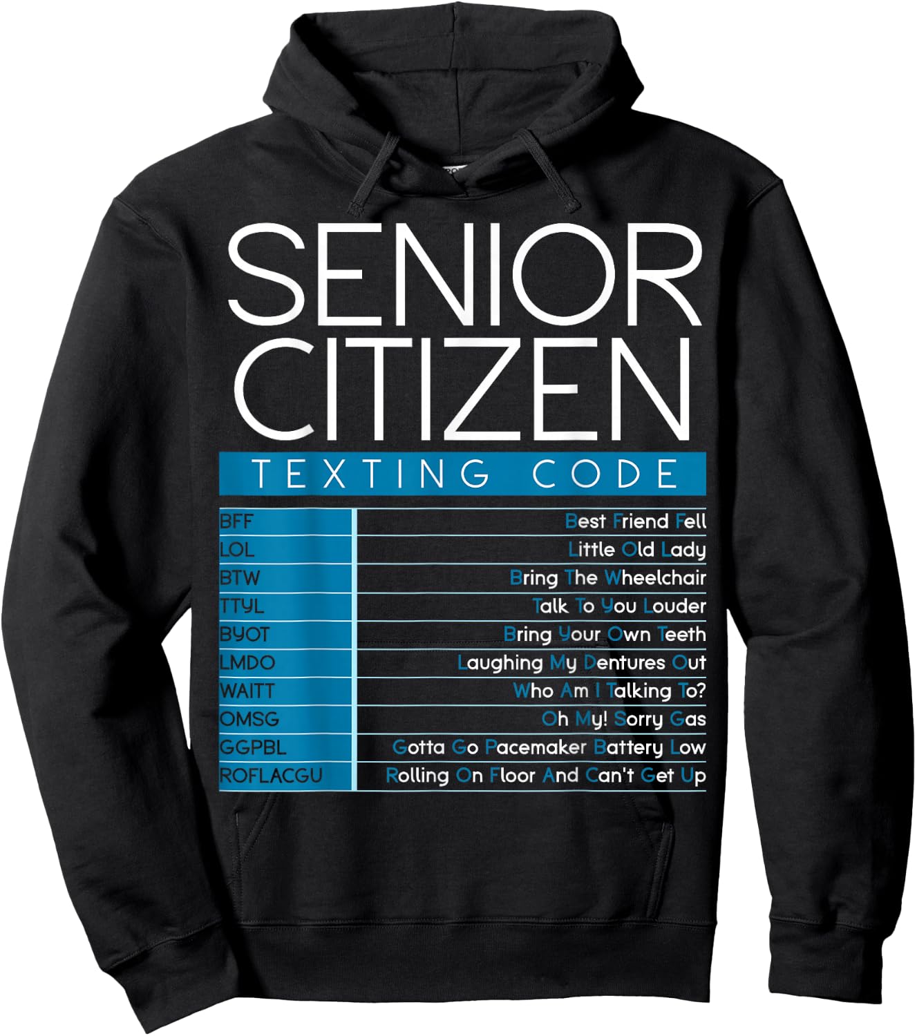 Funny Senior Citizen Texting Code Cool Grandpa Grandma Hoodie - Hoodie | Black