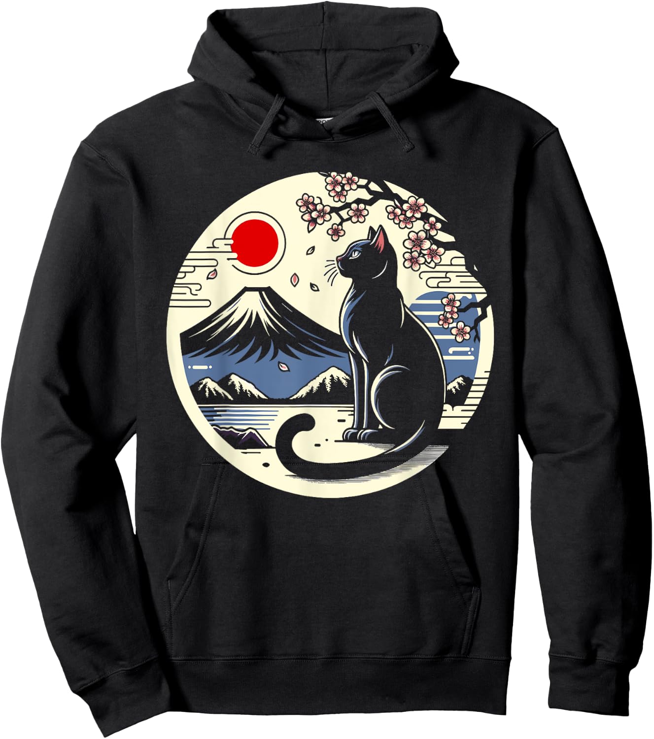 Kawaii Cat Anime Japanese Retro Men Women Kids Funny Cat Hoodie - Hoodie | Black