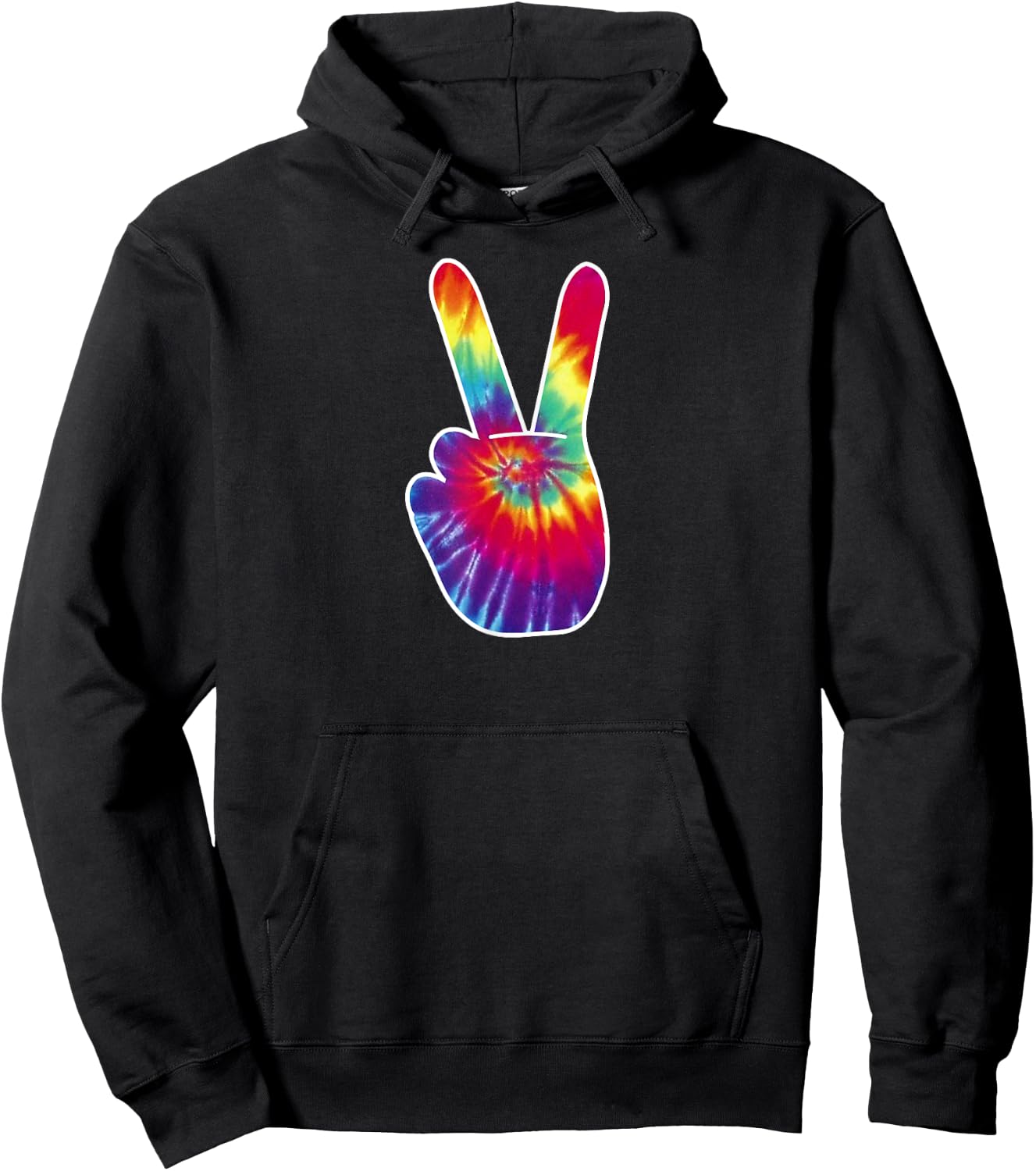 PEACE SIGN Hand Tie Dye | Hippies Christmas V Shirts Hoodie - Hoodie | Black