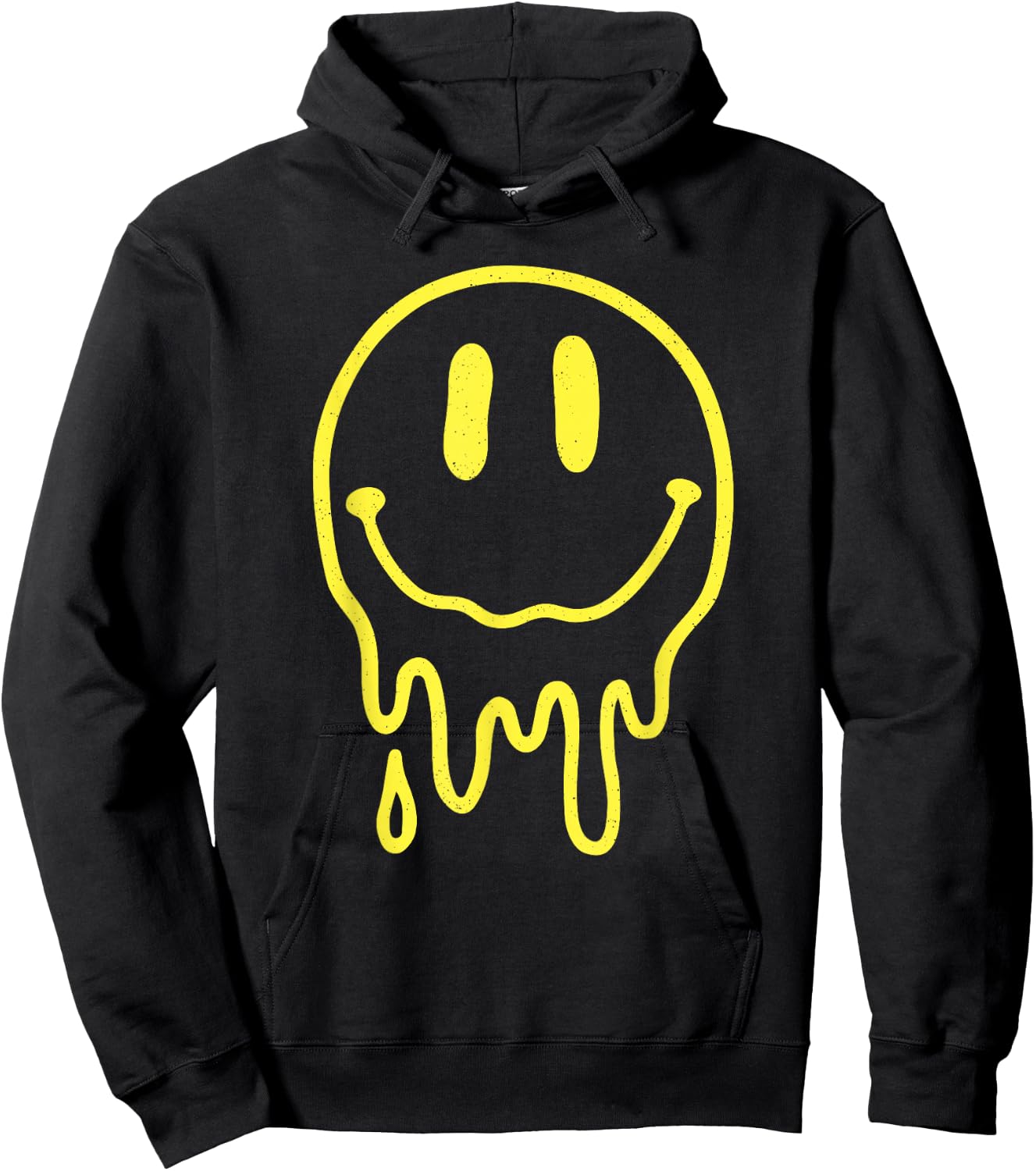 Melting Yellow Smile Face Melted Dripping Happy Face Kids Hoodie - Hoodie | Black