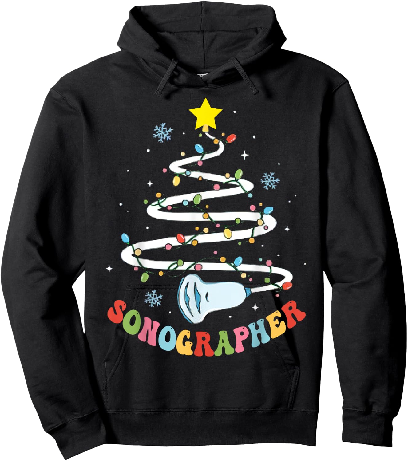 Christmas Sonography Tech, Holiday Sonographer Xmas Tree - -Adults, Black, Small Hoodie - Hoodie | Black