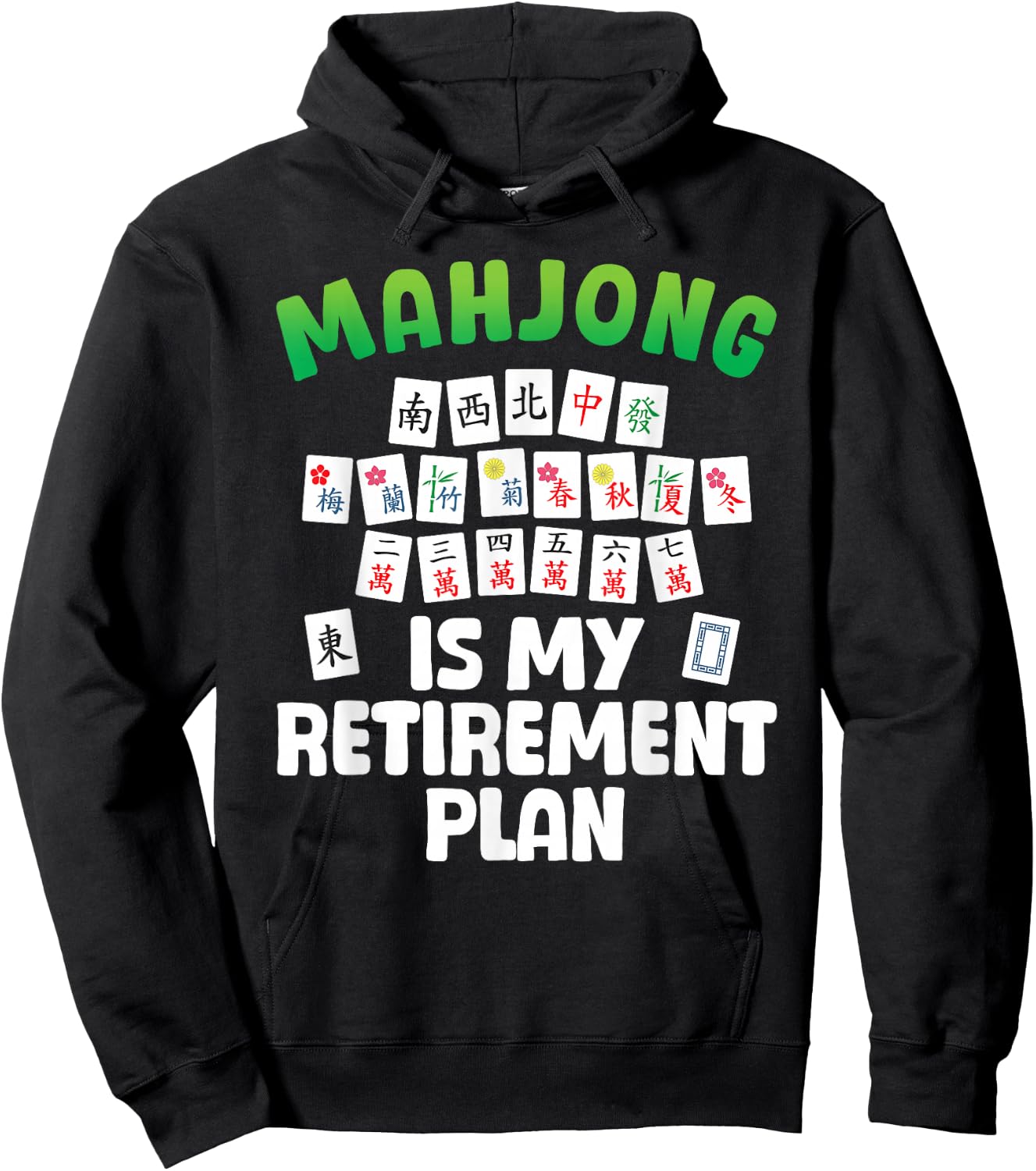 Funny Mahjong Art Women Retirement Mahjong Player Hoodie - Hoodie | Black