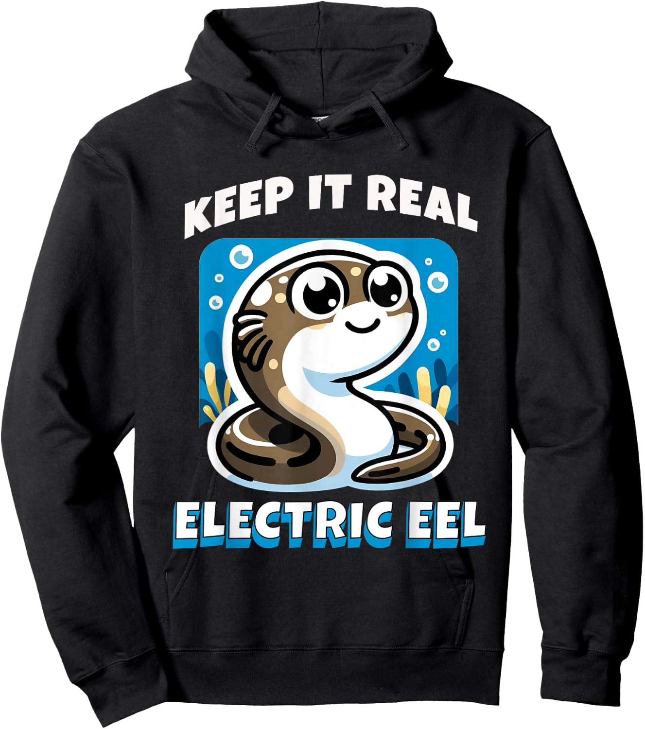 Keep It Real Electric Eel Funny Pun Animal Boys Girls Kids Hoodie - Hoodie | Black