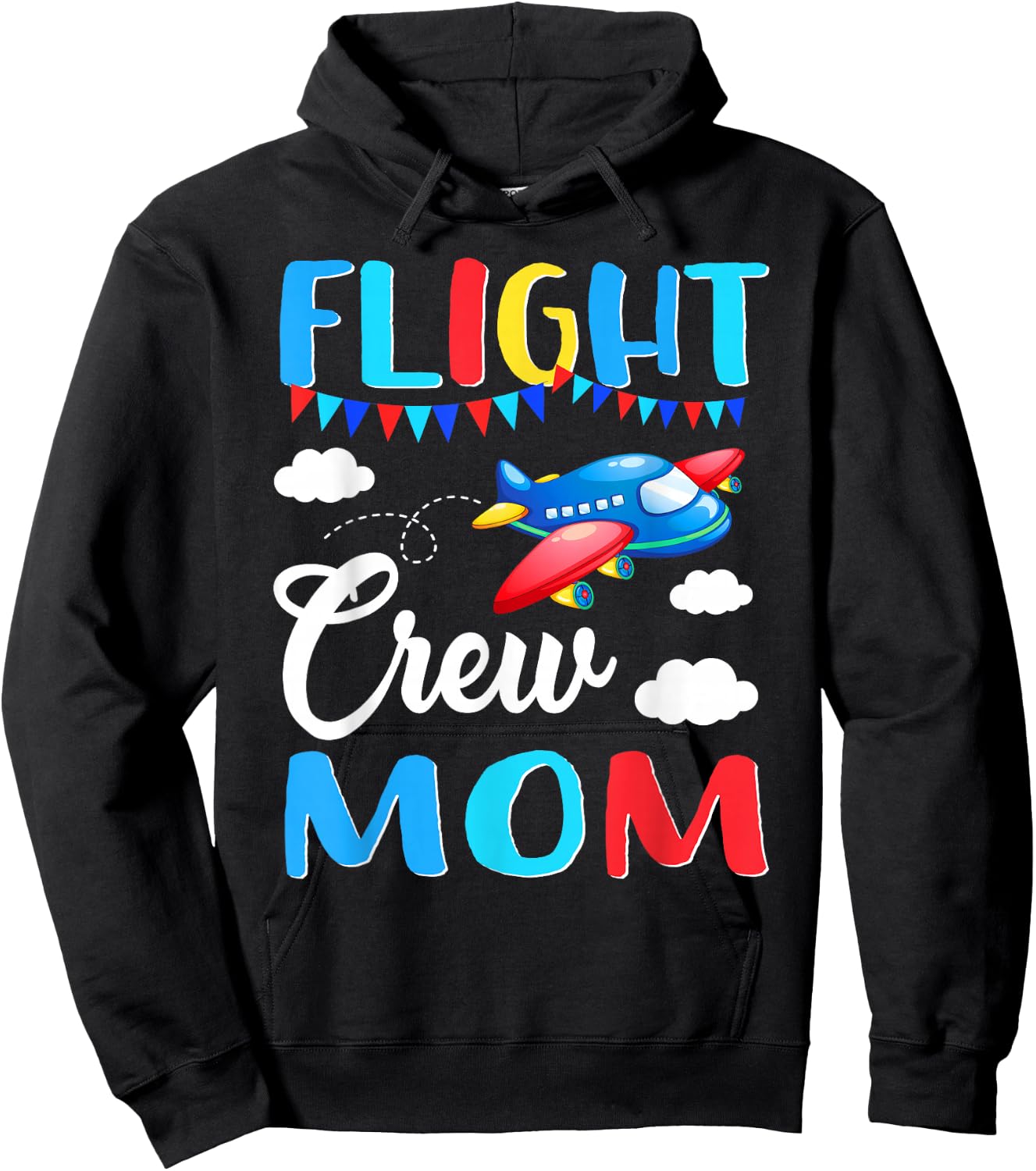 Flight Crew Mom Airplane Birthday Mom Family Matching Hoodie - Hoodie | Black