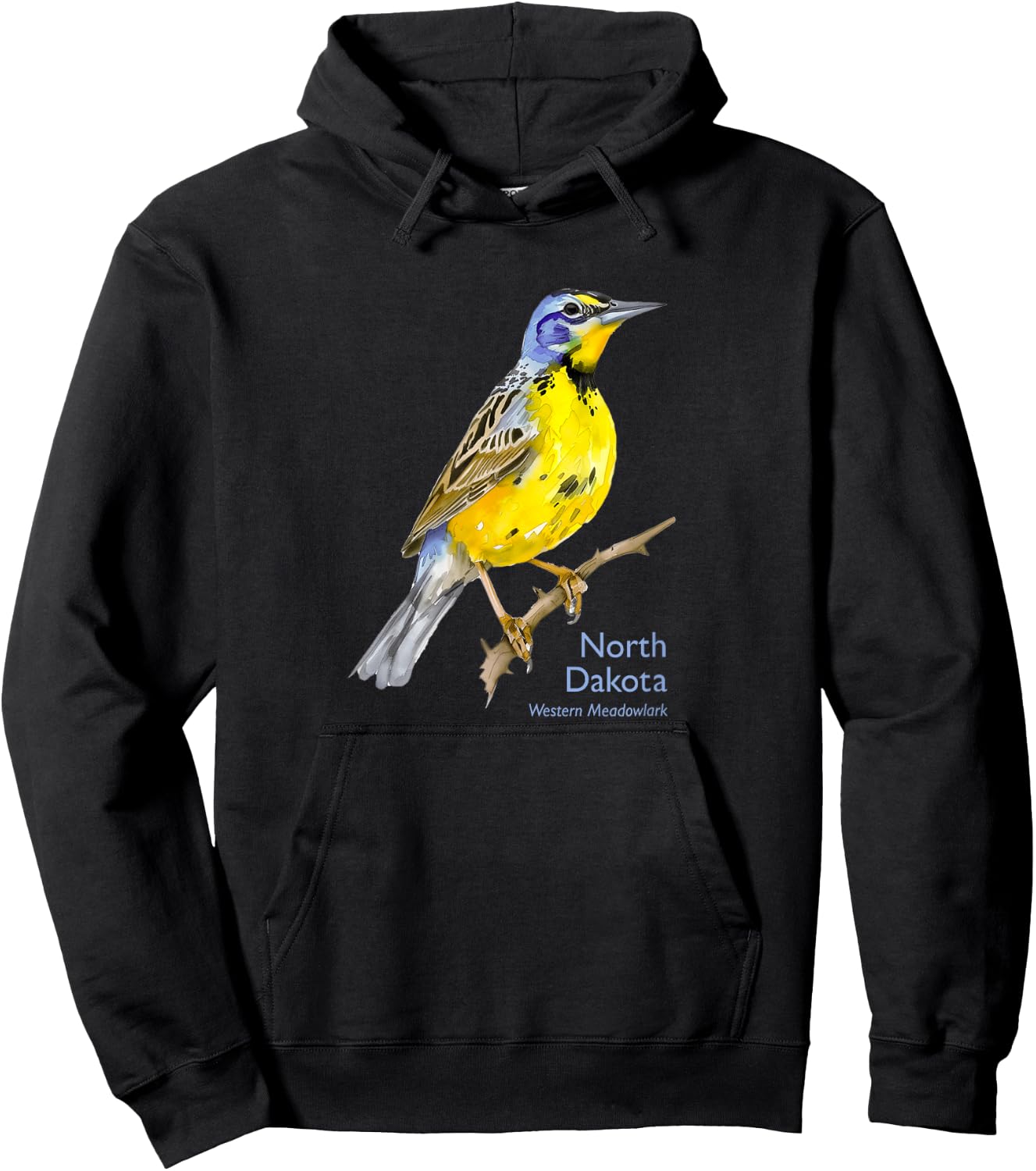 North Dakota Western Meadowlark Bird Birder Souvenir Hoodie - Hoodie | Black