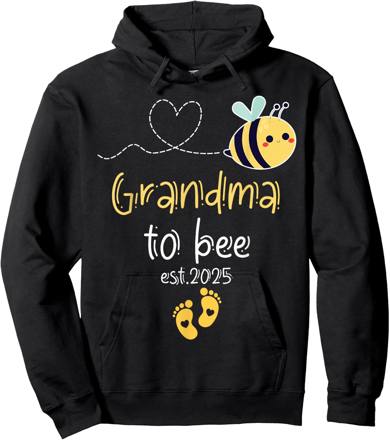 Cute Promoted To Grandma To Bee 2025 Family Pregnancy Hoodie - Hoodie | Black