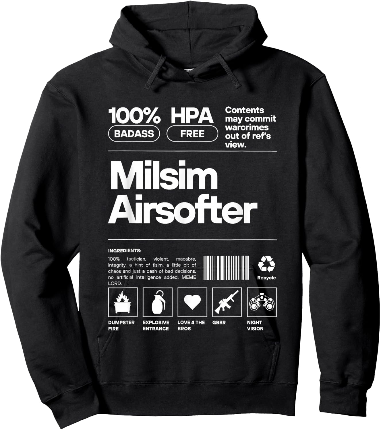 Milsim Airsoft Ingredient Shirt Hoodie - Hoodie | Black