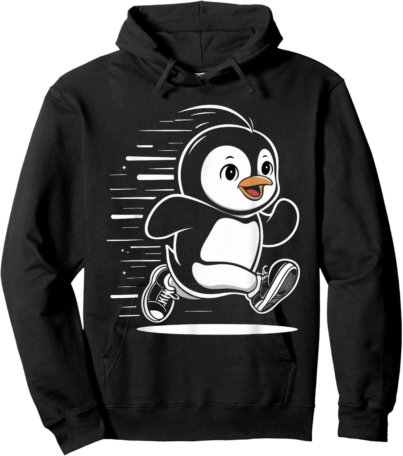Jogging Penguin Runner Running Animal Cute Jogger Hoodie - Hoodie | Black